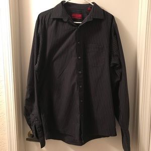 Alfani XL Black and gray striped button down shirt